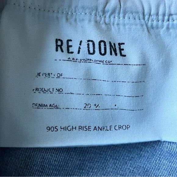 Re/Done ReDone Denim Jeans 90S High Rise Ankle Crop Button Fly Womens' Size 28 - Picture 6 of 9